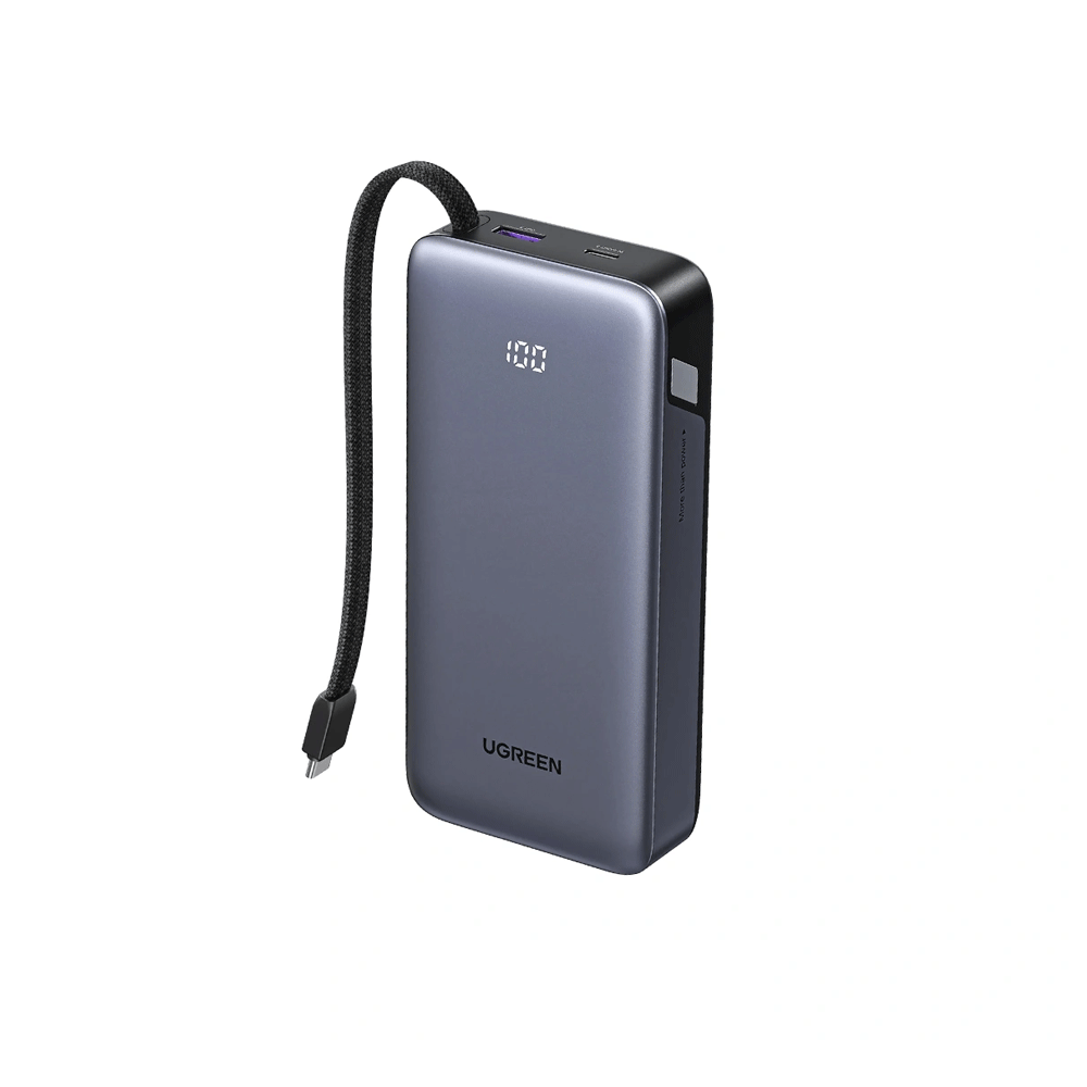 Ugreen PB536 45W Power Bank 20000mAh with Built-in Cable - Gray