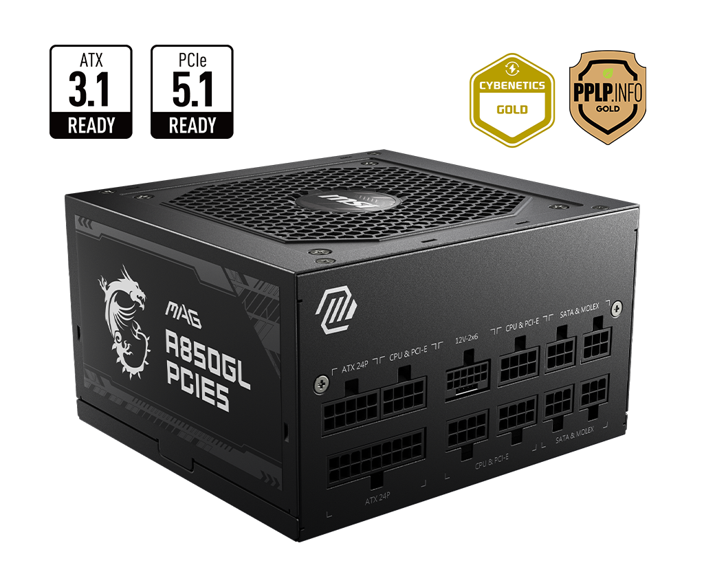 MSI MAG A850GL PCIE5 80 PLUS Gold Power Supply (850W)