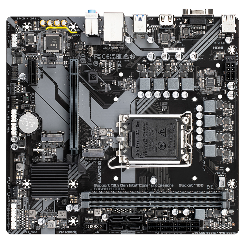 Gigabyte B760M H DDR4 Intel LGA 1700 Motherboard