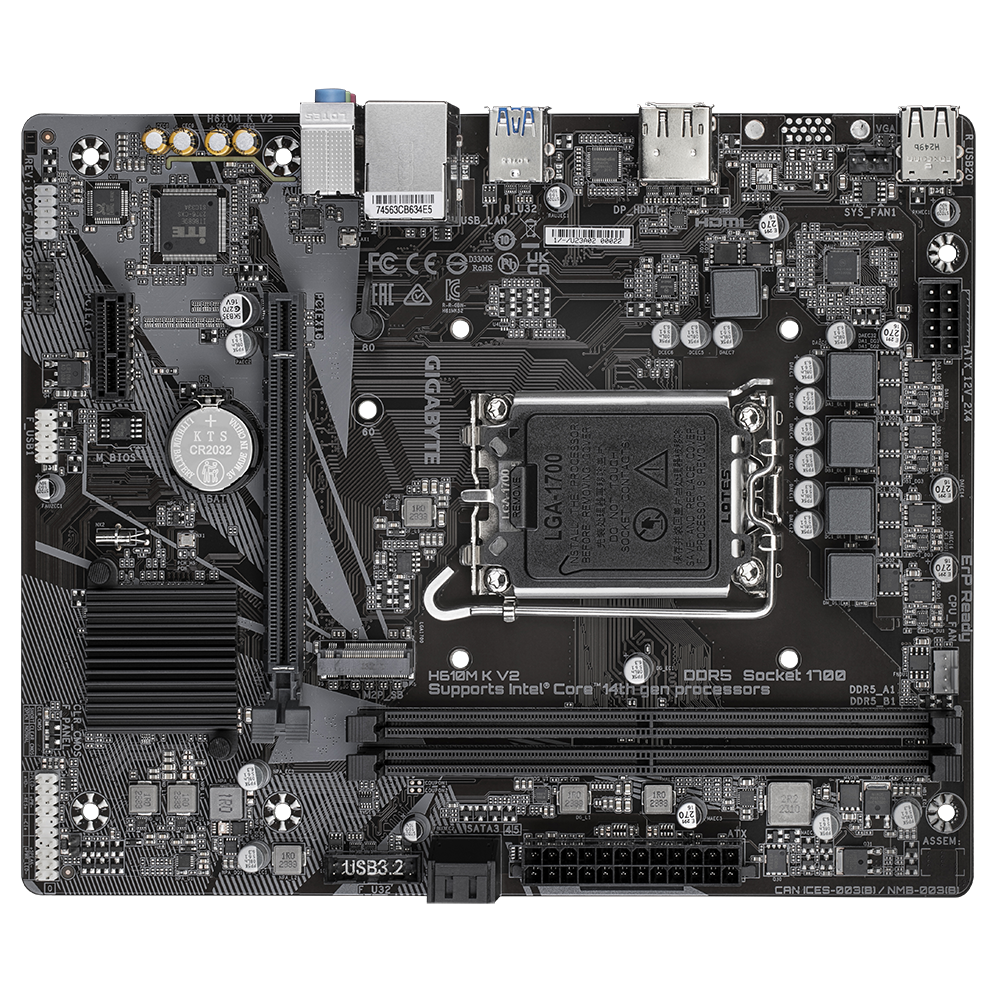 Gigabyte H610M K V2 DDR5 Intel LGA 1700 Motherboard