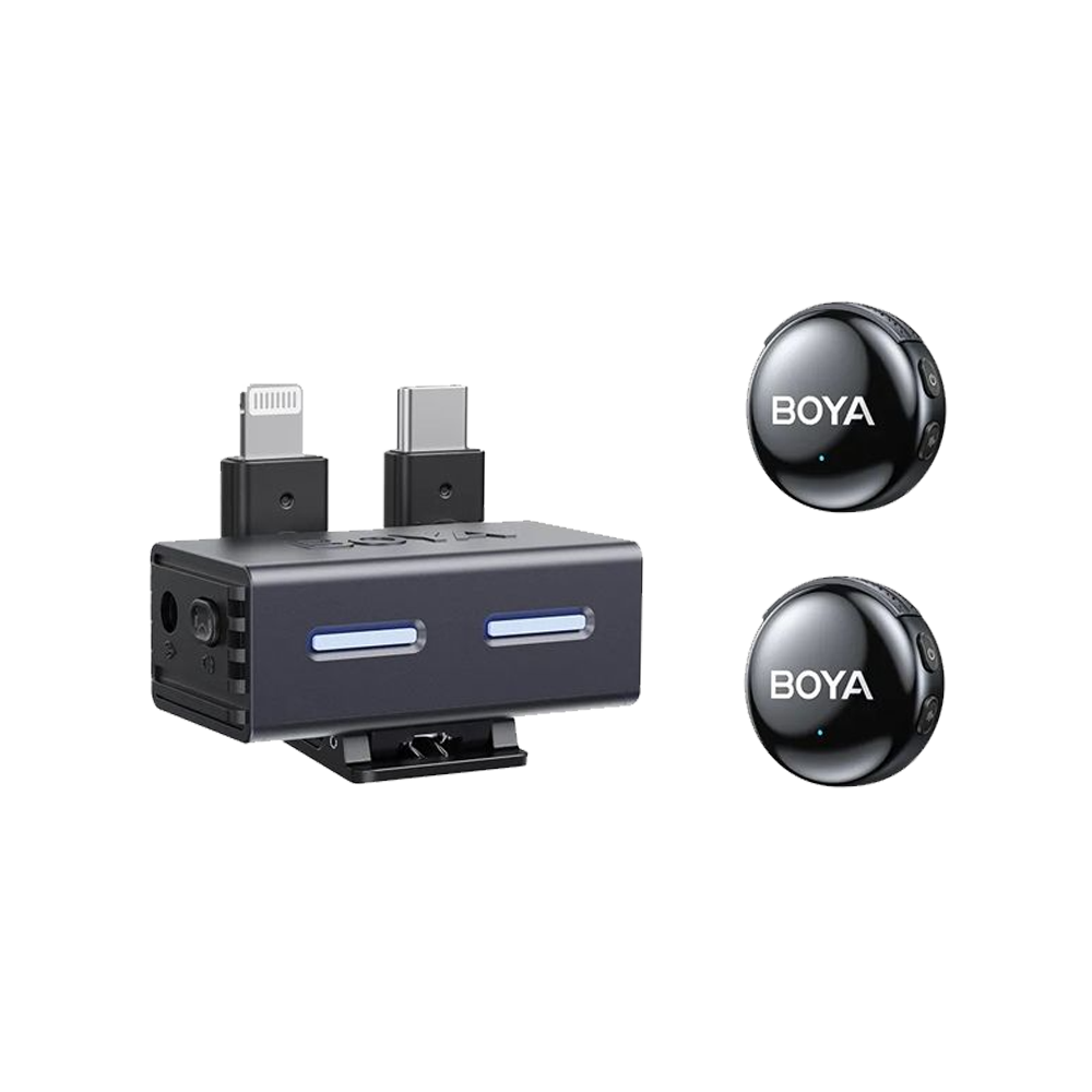 Boya Boyalink 3-03 (Lightning + Type-C + 3.5mm) Dual Channel Wireless Microphone With Charging Case
