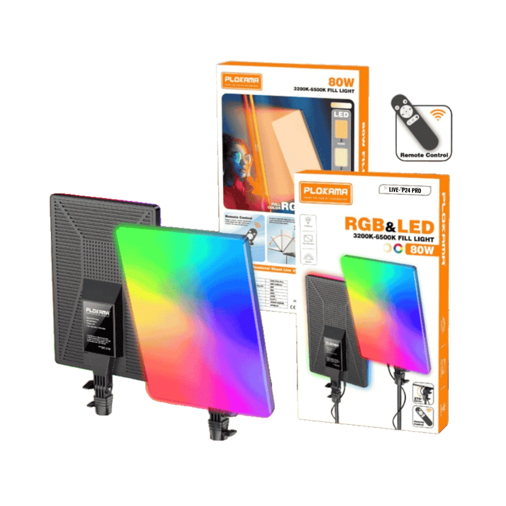 Plokama Live-P24 Pro RGB LED Light 55cm x 32cm with Remote Control