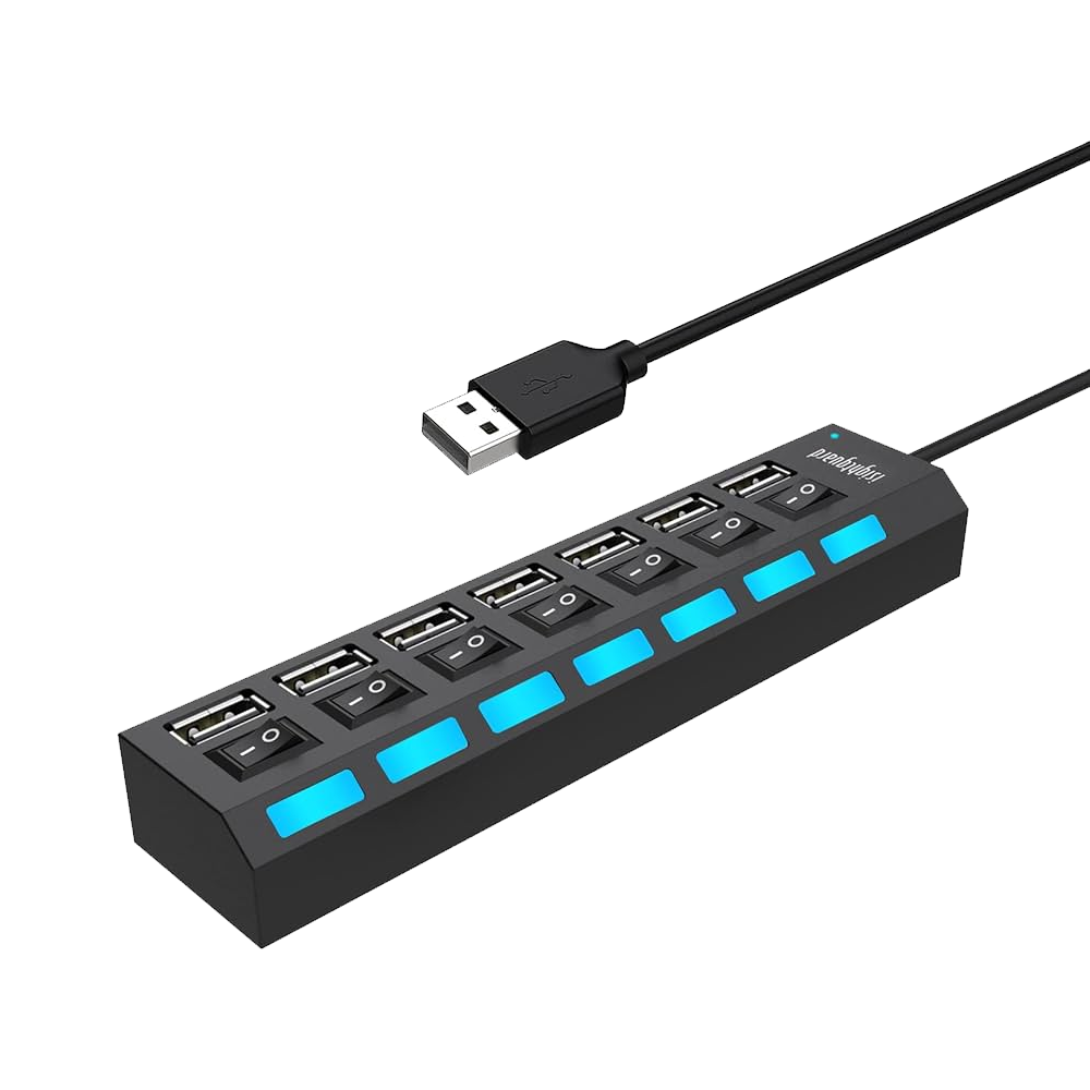 HUB USB 2.0 7-Port Random + Switch