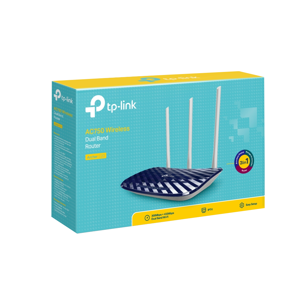 TP-Link Archer C20 AC750 Dual Band Access Point (4 Port - 3 Antenna)