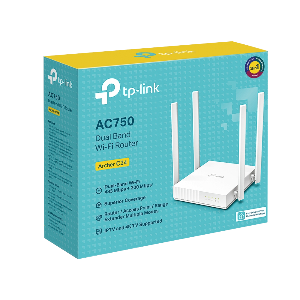 TP-Link Archer C24 AC750 Dual-Band Wi-Fi Access Point (4 Port - 4 Antenna)