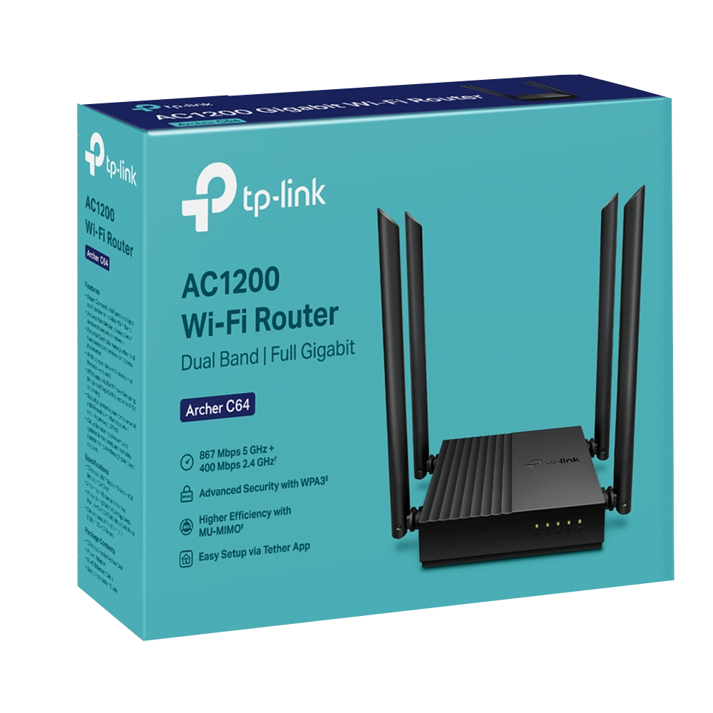 TP-Link Archer C64 AC1200 Wireless MU-MIMO Access Point (4 Port - 4 Antenna)