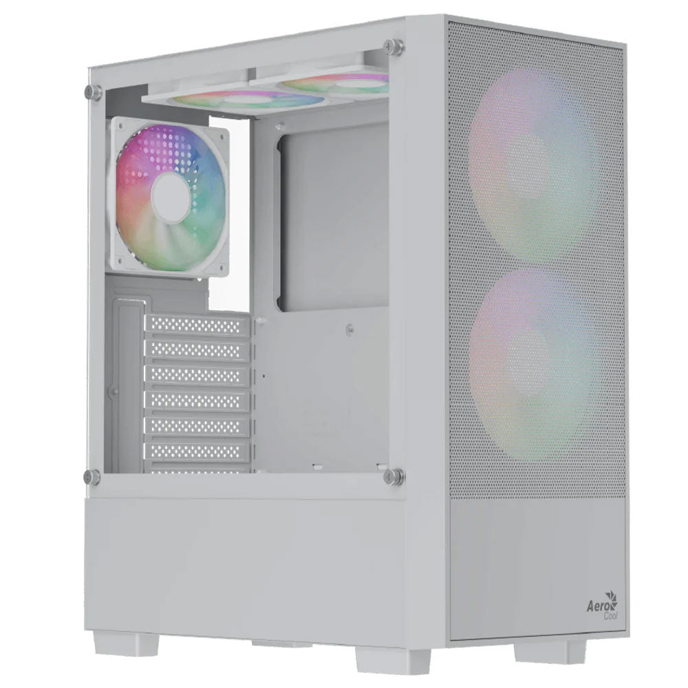 AeroCool B508A Flow ARGB Gaming Mid Tower Case + Lux 80 Plus Bronze 650W Power Supply - White