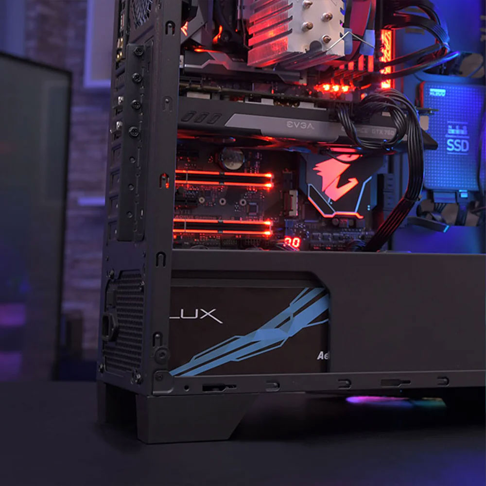 AeroCool B508A Flow ARGB Gaming Mid Tower Case + Lux 80 Plus Bronze 650W Power Supply - White
