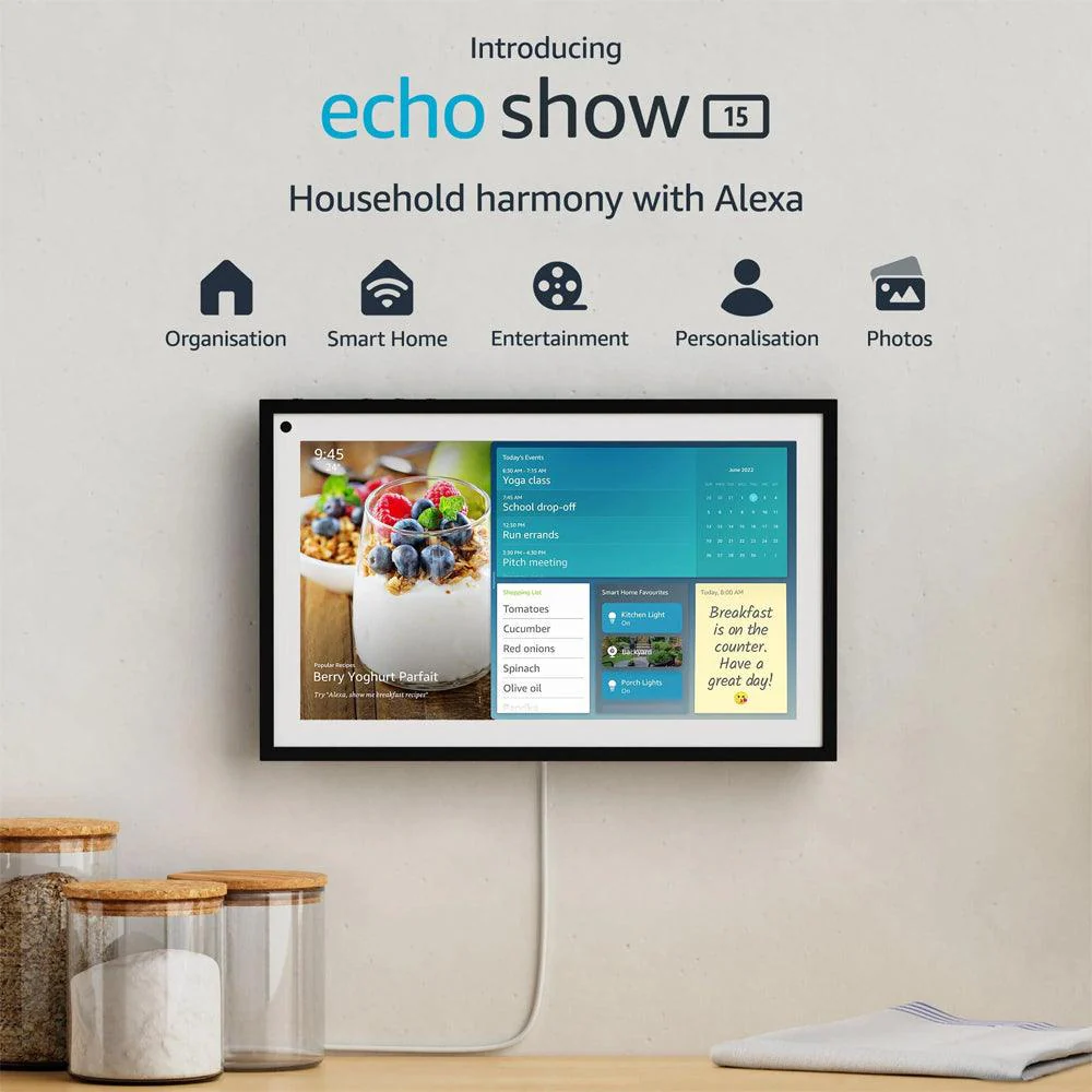 Amazon Echo Show 15 2nd Gen Smart Display FHD 15.6 Inch With Alexa - Charcoal