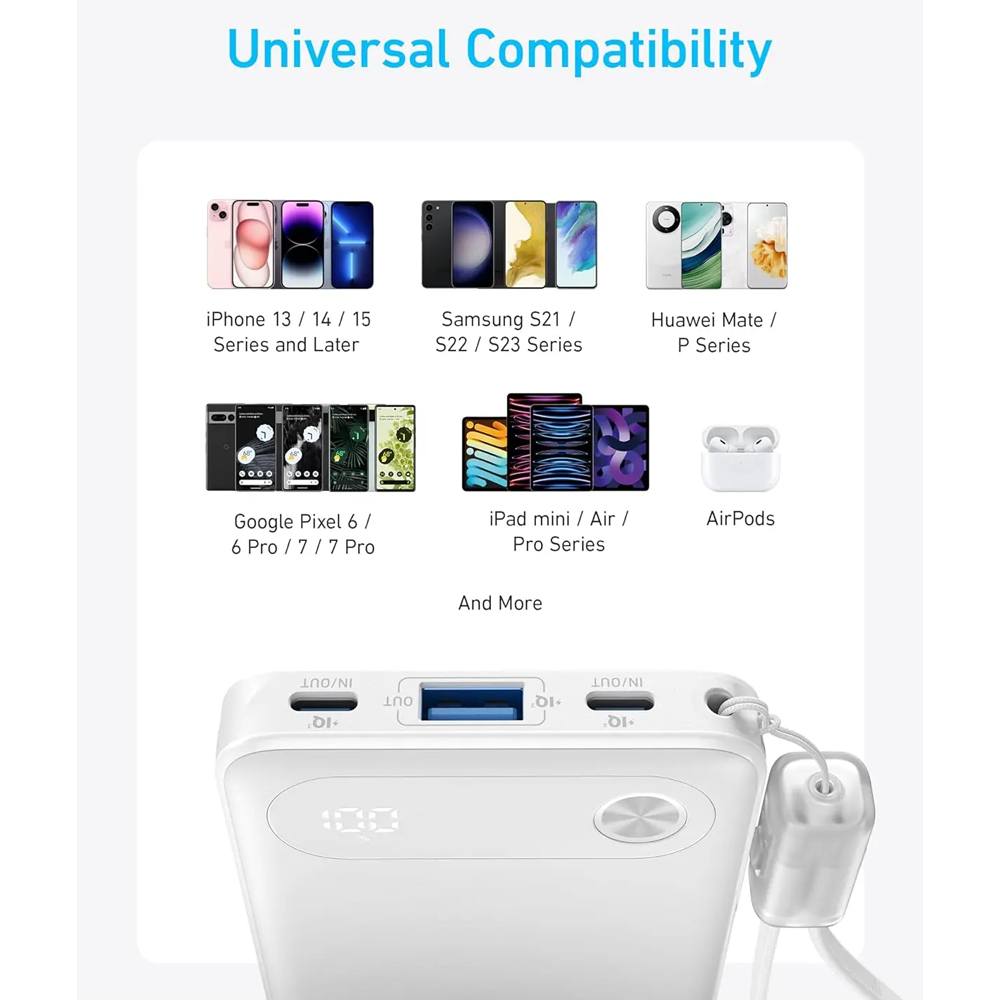 Anker Powerful A1257H21 Power Bank 10000mAh - White