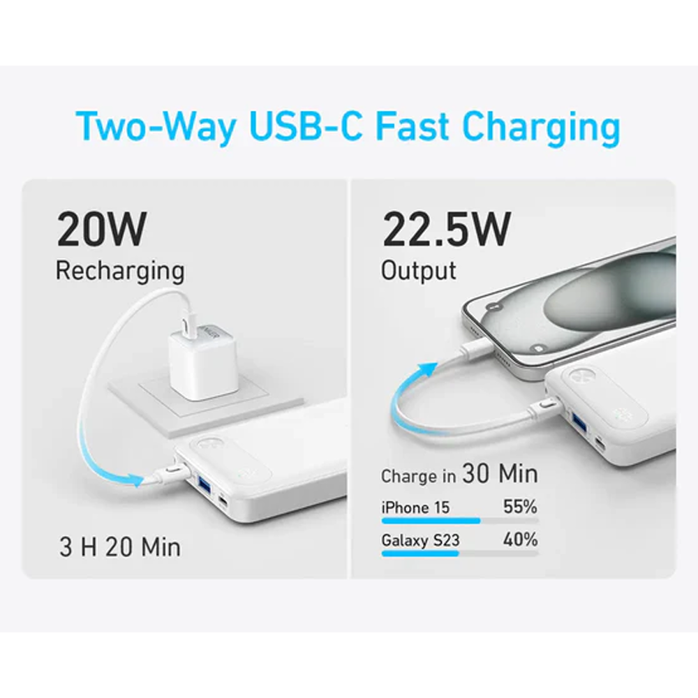 Anker Powerful A1257H21 Power Bank 10000mAh - White