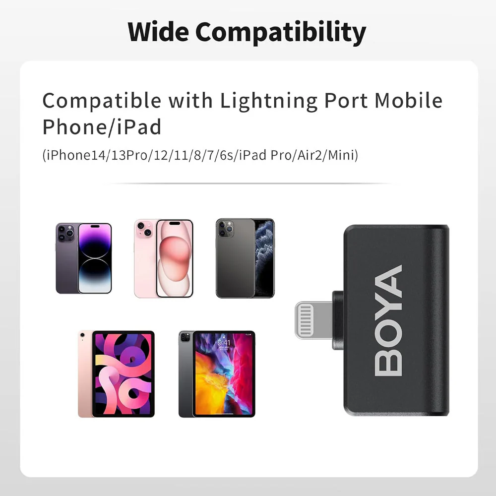 Boya OMIC-D Lightning 2.4GHz Dual Channel Wireless Microphone With Charging Case - Black