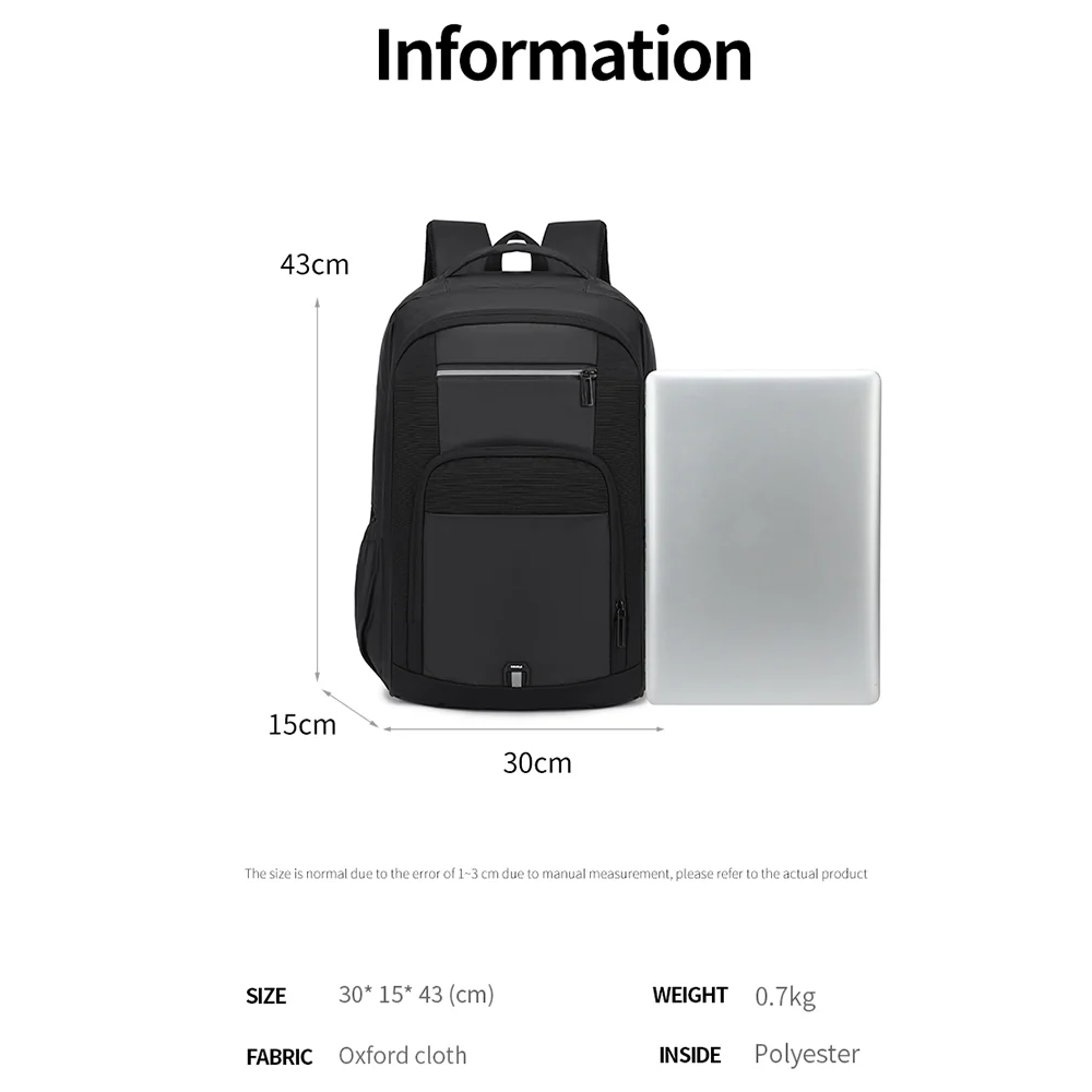 Rahala 2215 15.6 Inch Laptop Backpack - Black