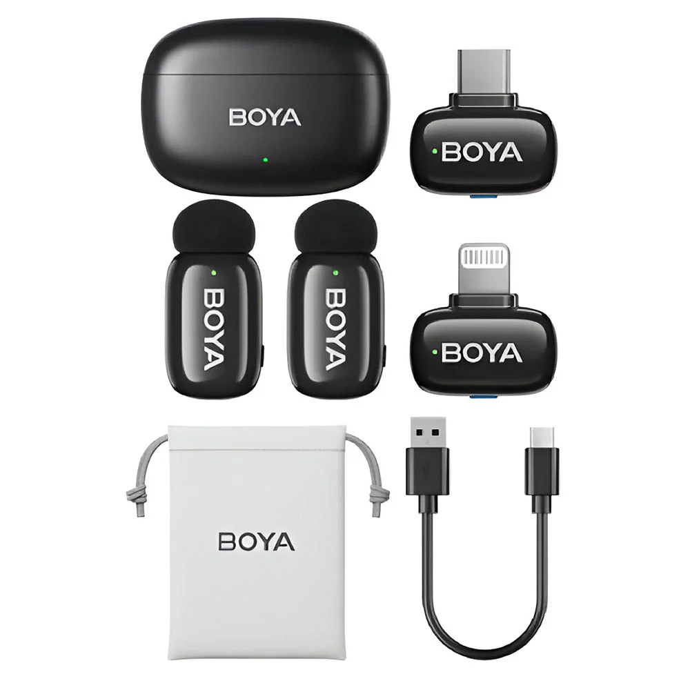 Boya mini-12 2.4 GHz Dual (Lightning & Typ-C) Wireless Microphone With Charging Case