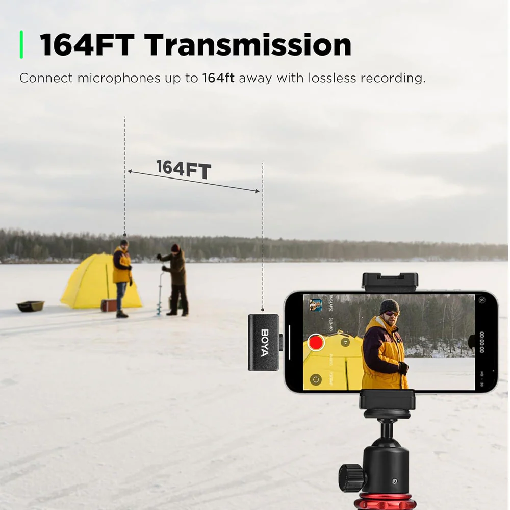 Boya OMIC-D Lightning 2.4GHz Dual Channel Wireless Microphone With Charging Case - Black