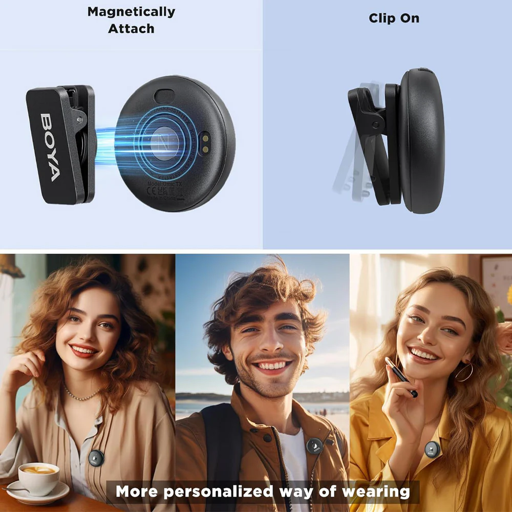 Boya OMIC-D Lightning 2.4GHz Dual Channel Wireless Microphone With Charging Case - Black