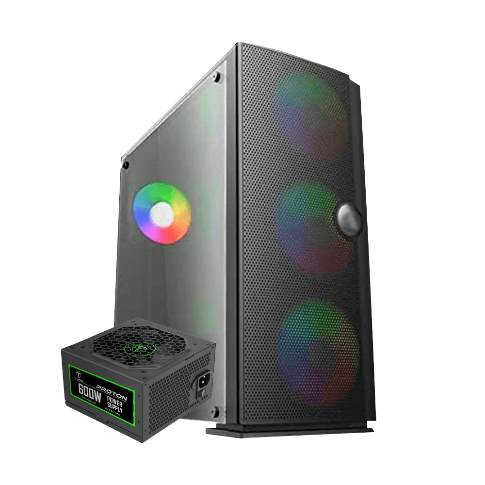 Redragon Topspin GC-651C Mid Tower Case + 600W Bronze Power Supply