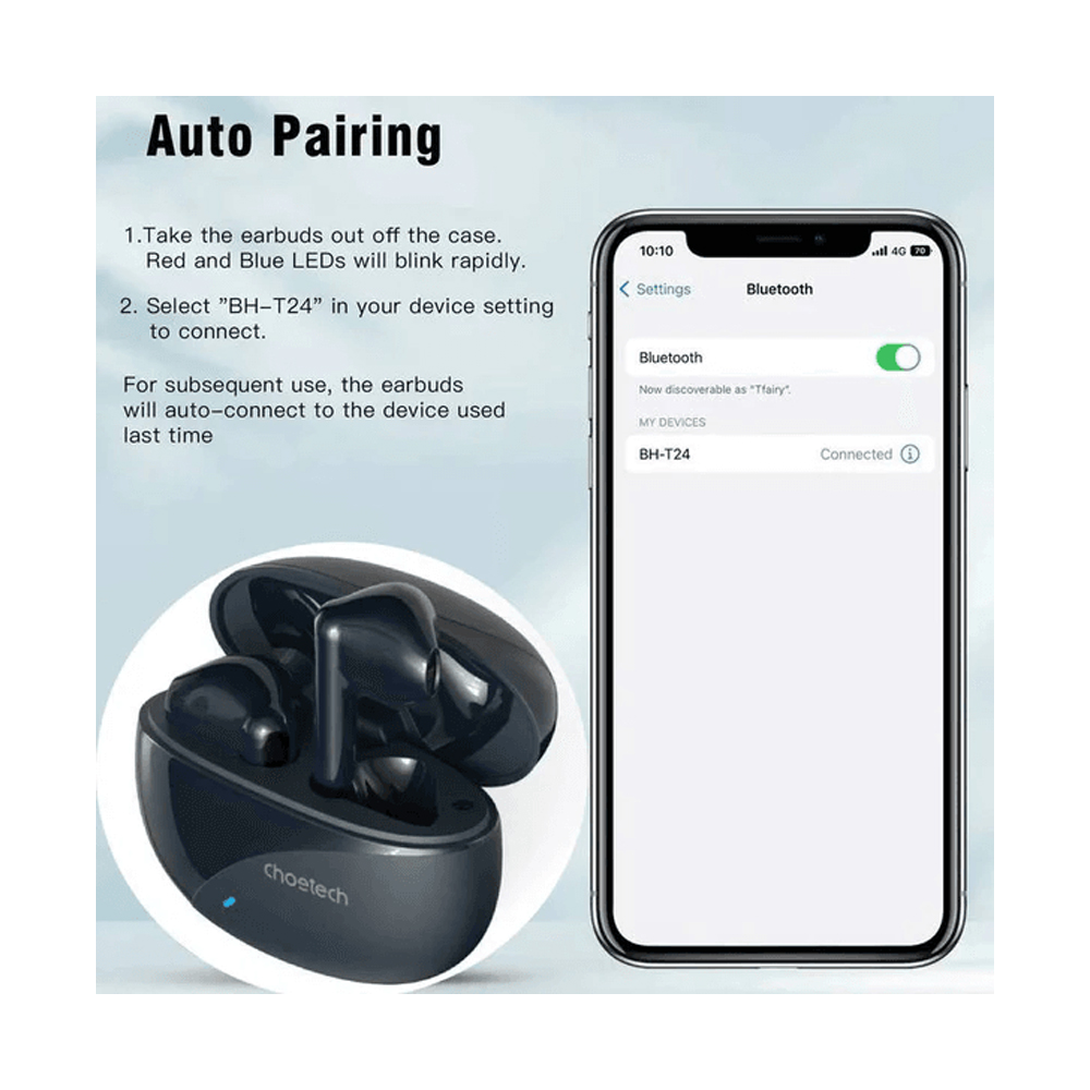 Choetech BH-T24 TWS True Wireless Earbuds - Black