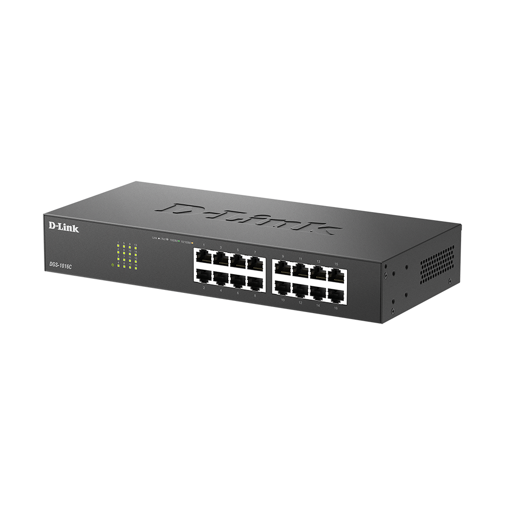 D-Link DGS-1016C 16-Port 10/100/1000Mbps Gigabit Unmanaged Switch