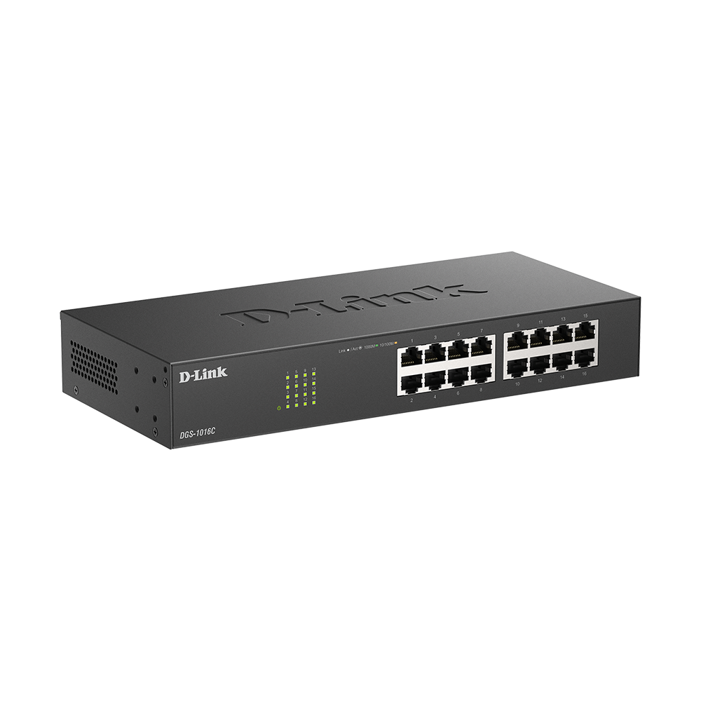 D-Link DGS-1016C 16-Port 10/100/1000Mbps Gigabit Unmanaged Switch