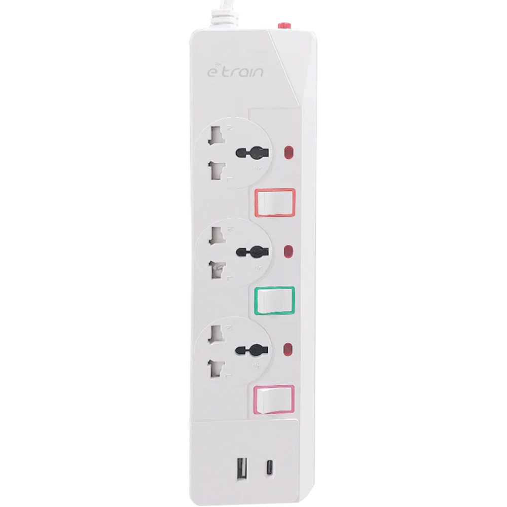 Power Strip 3 Port E-Train + USB + Type-C Ps074 1.5M