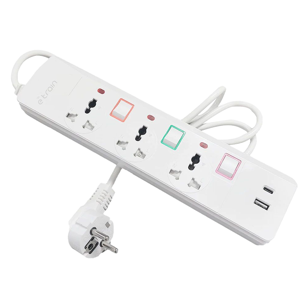 Power Strip 3 Port E-Train + USB + Type-C Ps074 1.5M