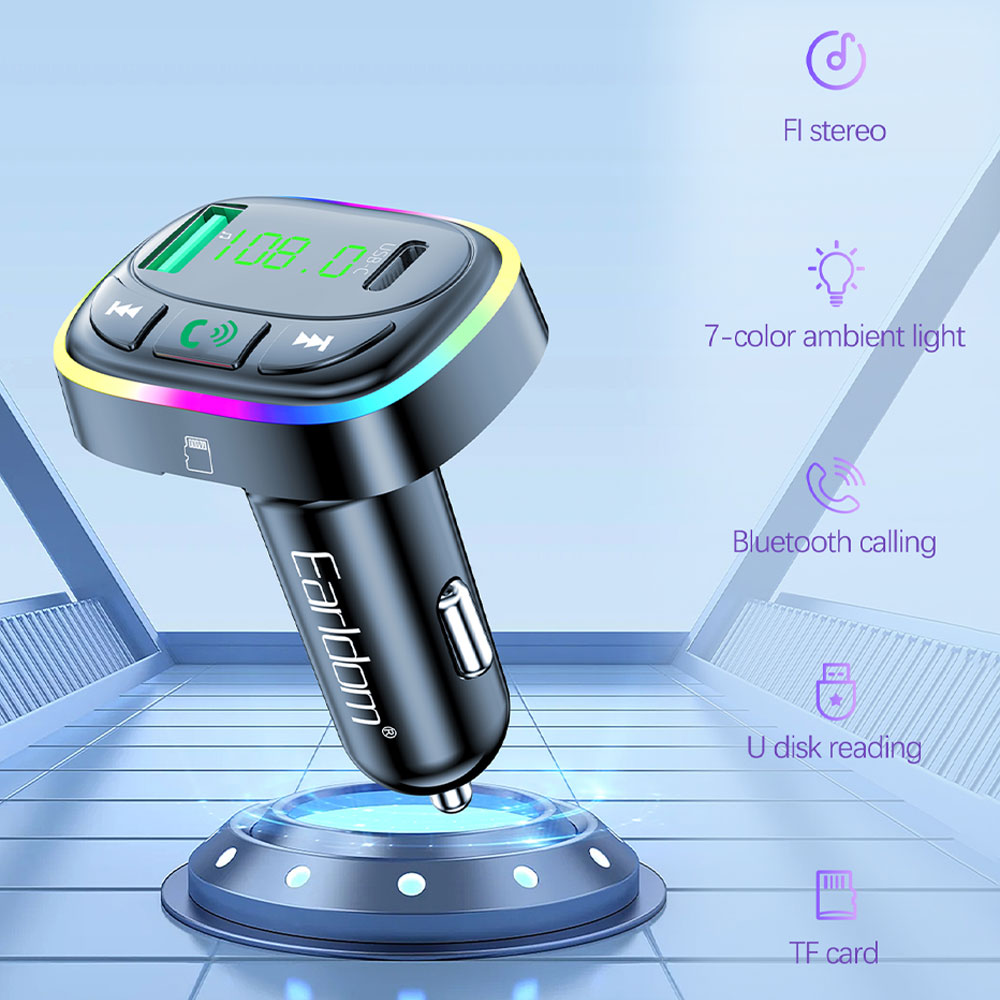 Earldom M104 FM Transmitter & USB + Type-C 3.1A Charger
