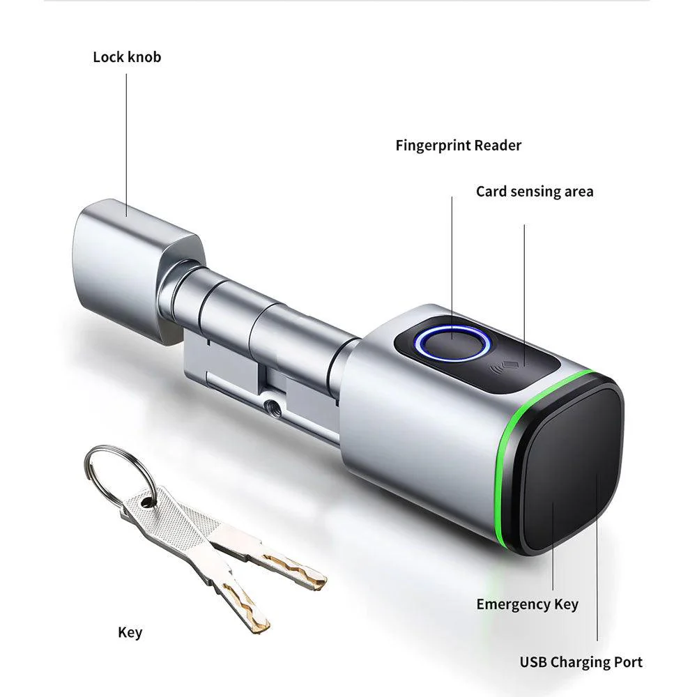 Elite Sec Source Keyless Smart Cylinder Door Lock EL200 - Pearl Chrome
