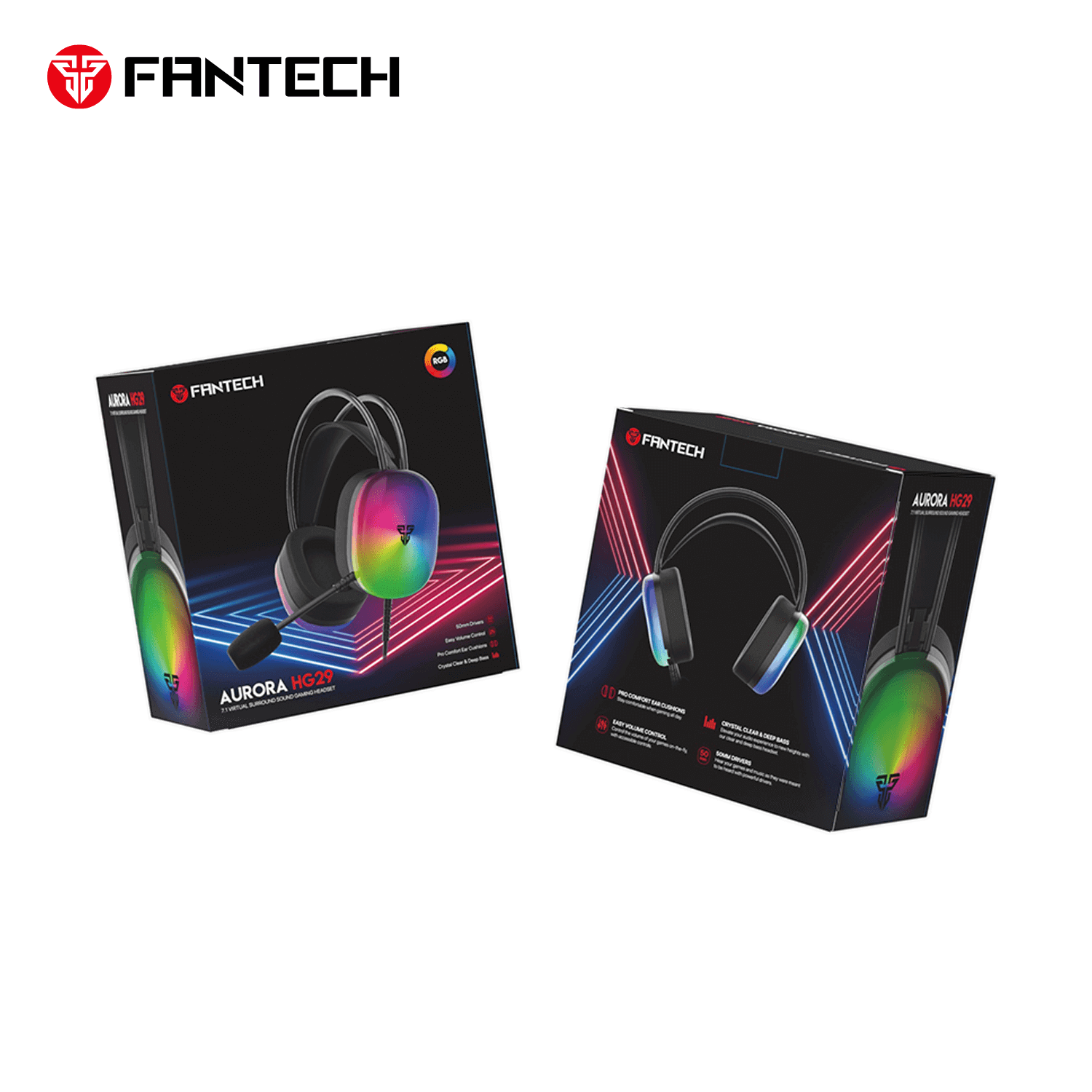 Fantech Aurora HG29 RGB Gaming Headphone (USB 7.1) - Black