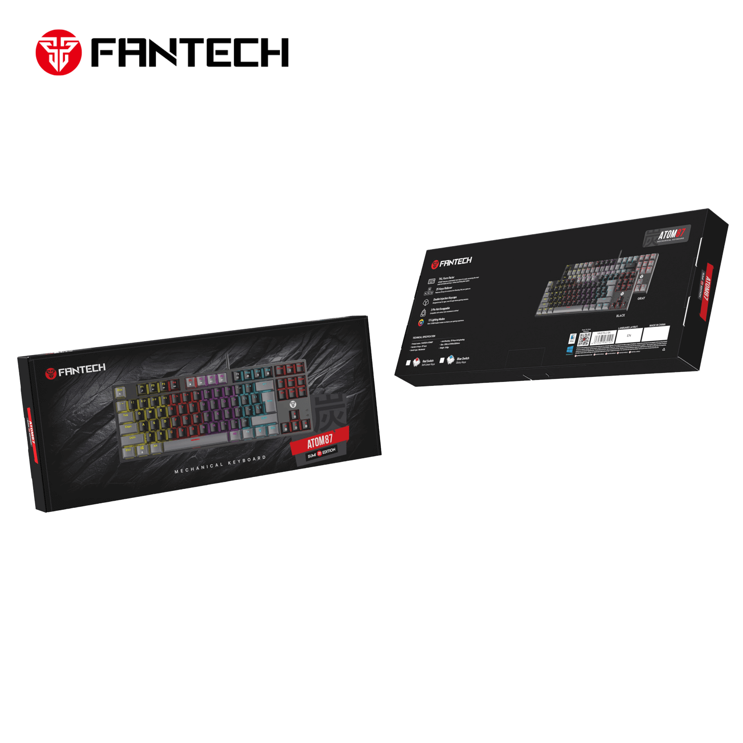 Fantech ATOM 87 MK876v2 Blue Switch Wired Mechanical Gaming Keyboard - Black