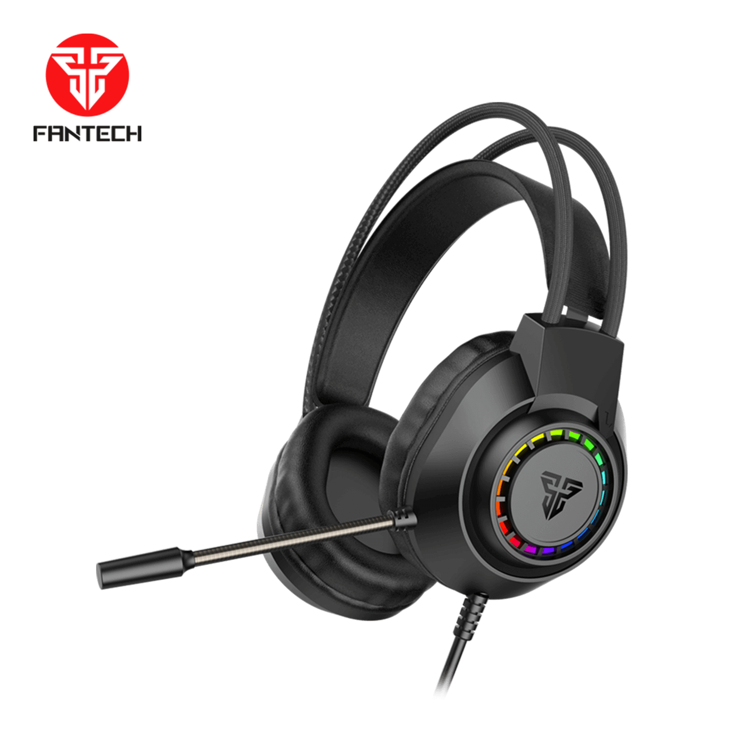 Fantech HQ55 RGB Wired Gaming Headphone (One Socket 3.5mm With Converter + USB) - Black