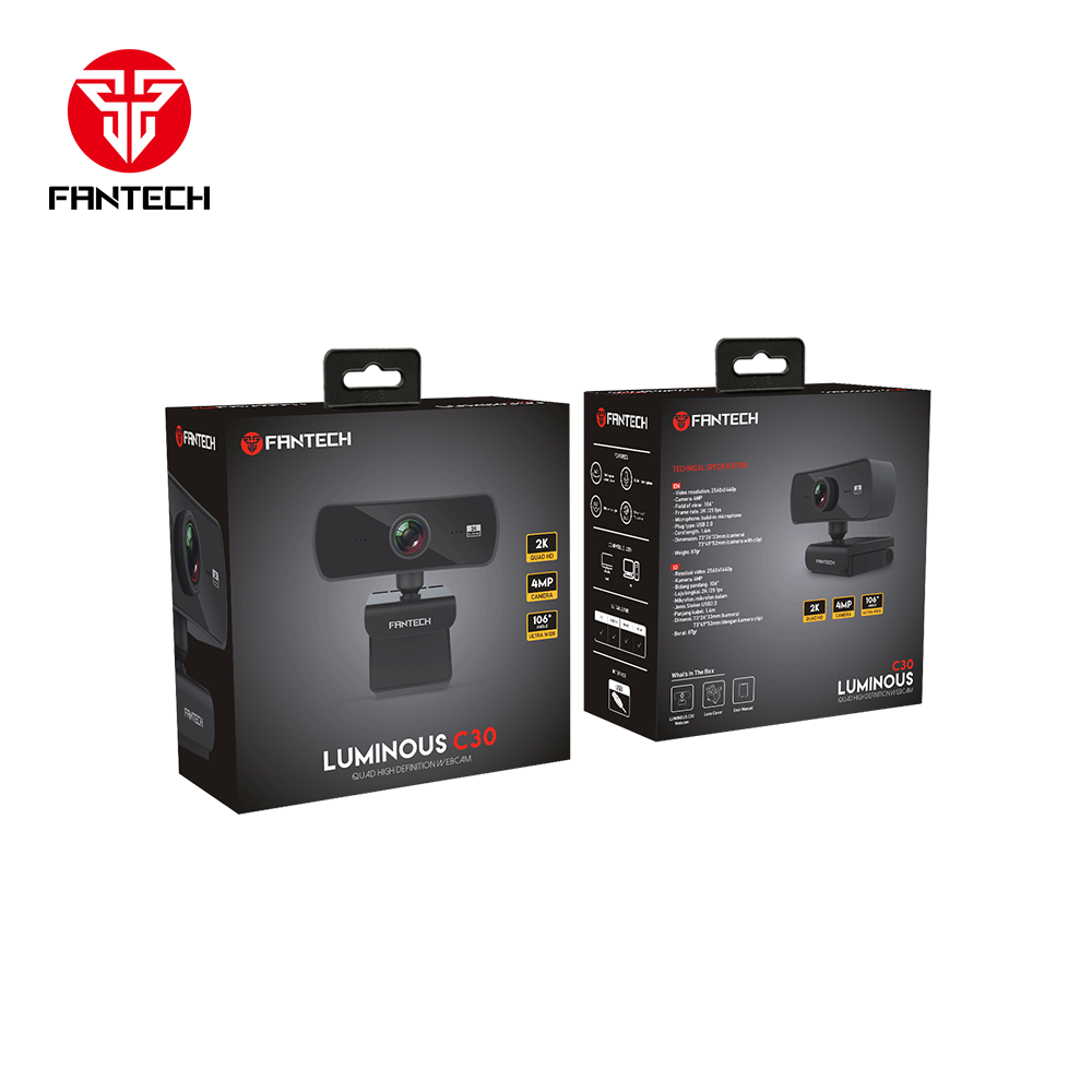 Fantech Luminous C30 2K/4MP HD Webcam - Black