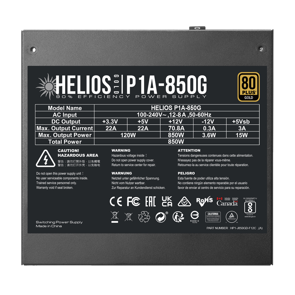 Gamdias Helios P1A-850G 80 Plus Gold Power Supply (850W)