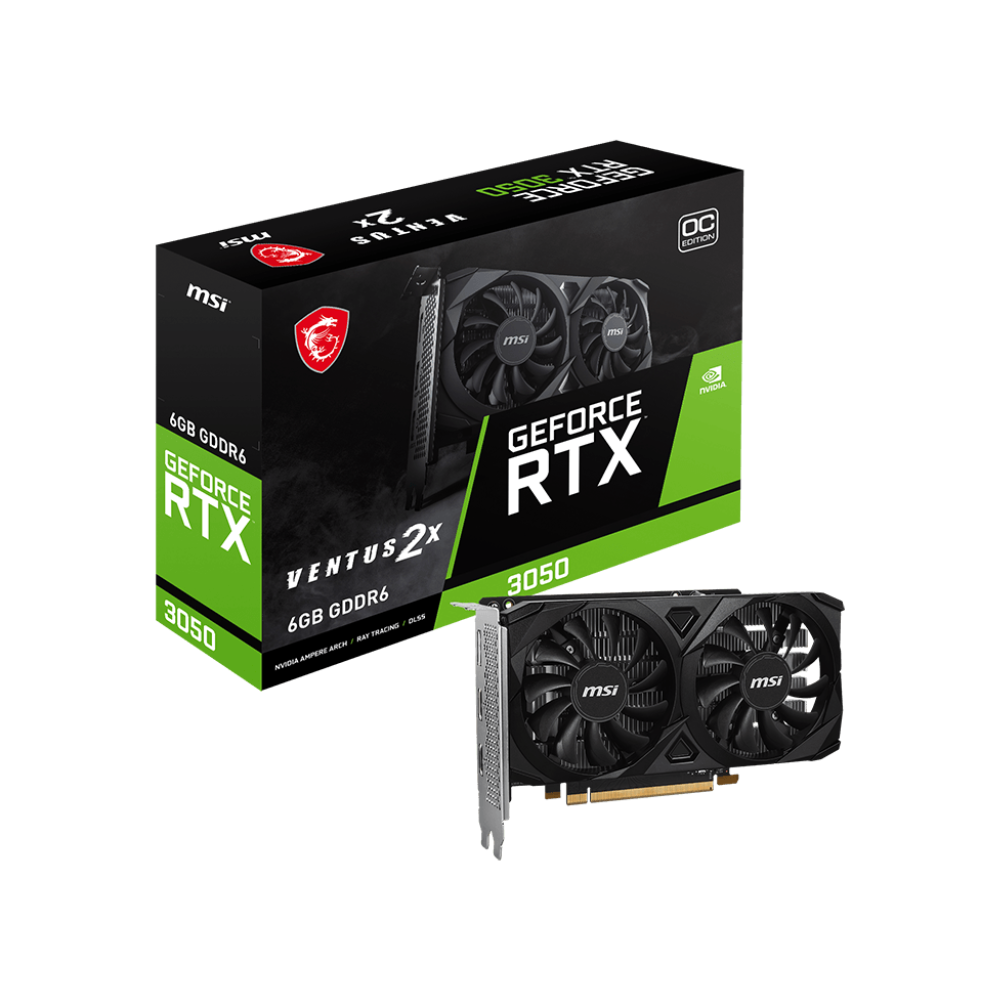 MSI GeForce RTX 3050 Ventus 2X E OC 6GB GDDR6 Graphics Card