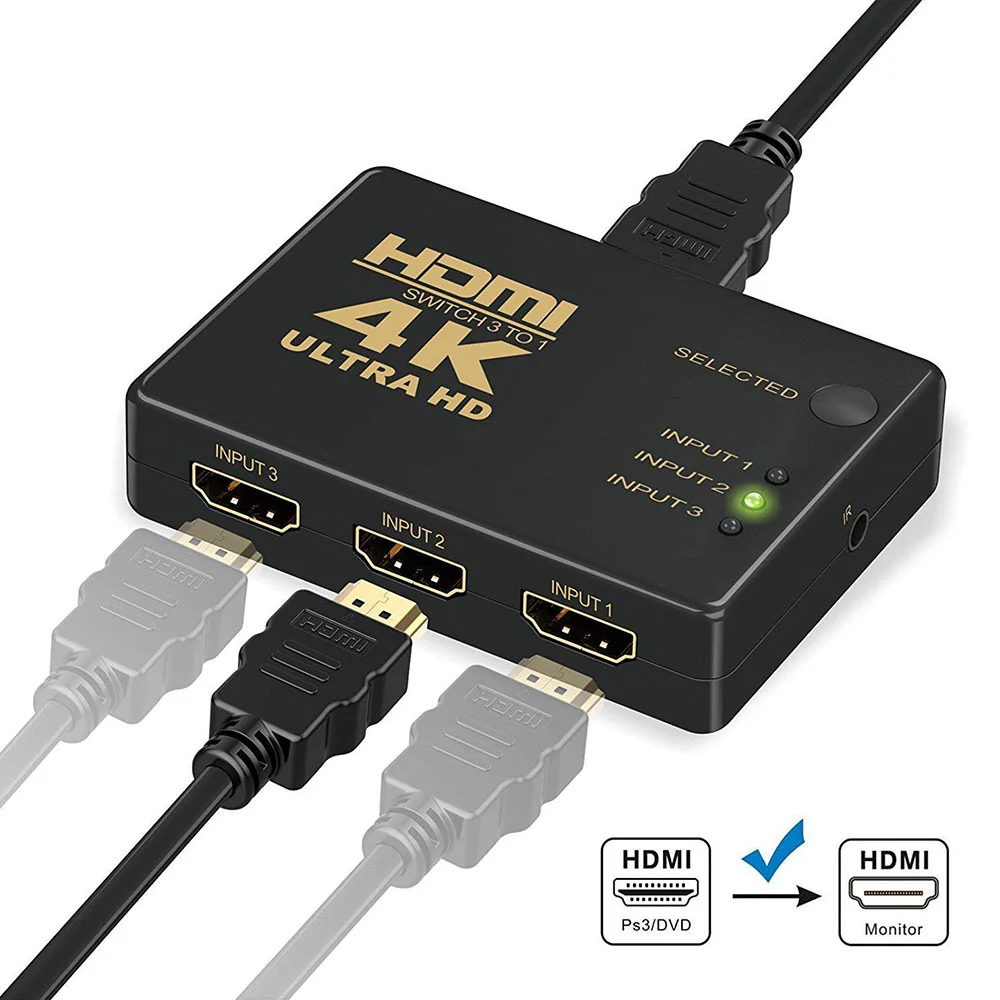 Switch HDMI 3 Port Zero + Remote