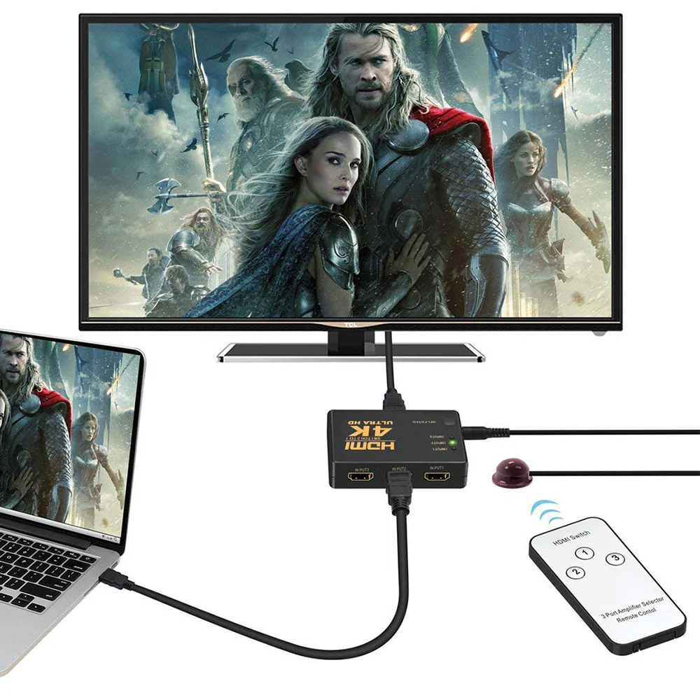 Switch HDMI 3 Port Zero + Remote