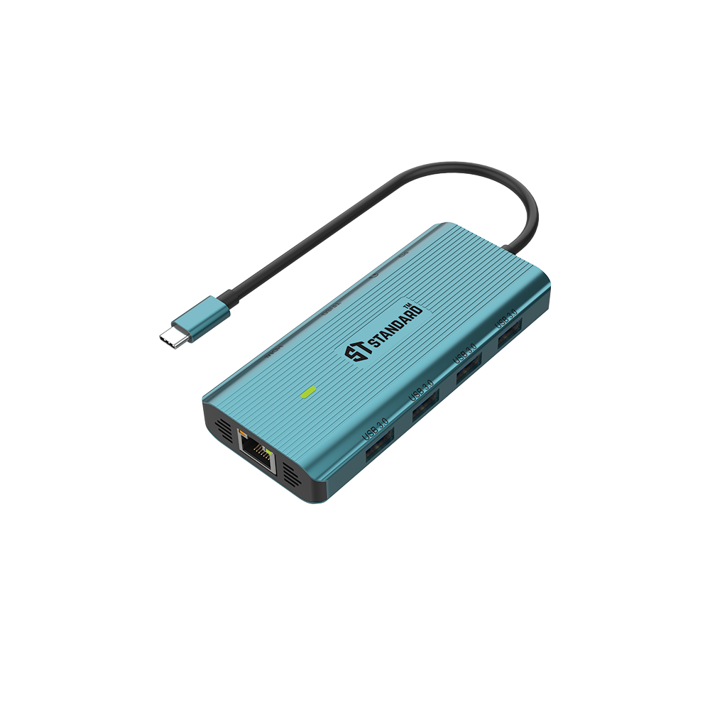 HUB Type-C To (HDMI - PD 100W - USB 3.0 - RJ45 - VGA - AUDIO 3.5mm - SD - TF) Standard ST-UC962