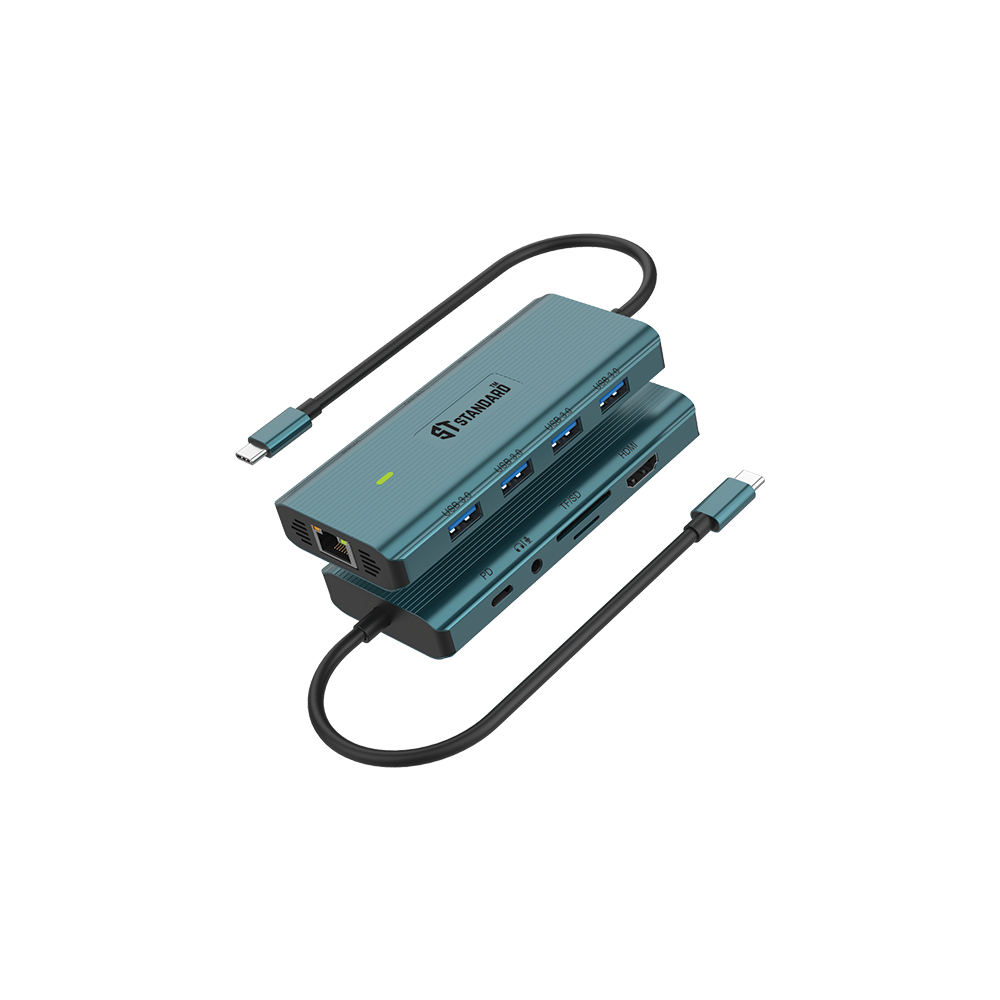 HUB Type-C To (HDMI - PD 100W - USB 3.0 - RJ45 - VGA - AUDIO 3.5mm - SD - TF) Standard ST-UC962