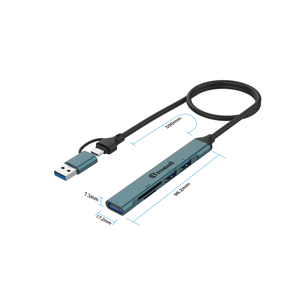 Standard ST-UCA9705 Type-C & USB 3.0 HUB Converter to (USB 3.0 - USB 2.0 - SD - TF)