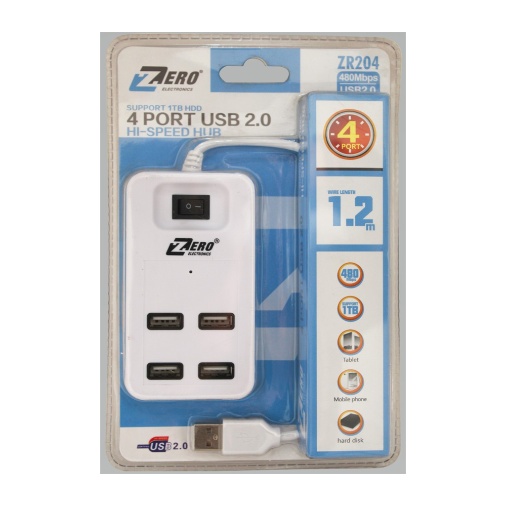 HUB USB 2.0 4 Port Zero ZR204