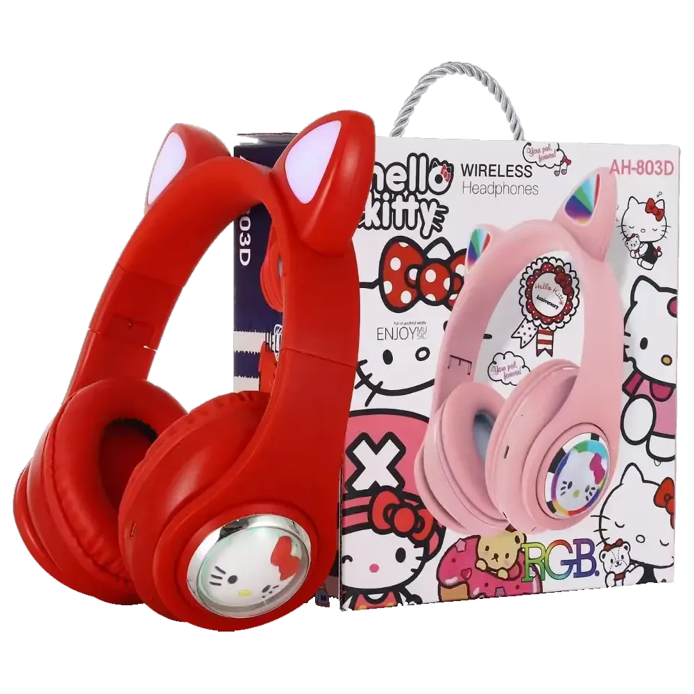 Headphone Bluetooth Cat Ear AH-803D RED