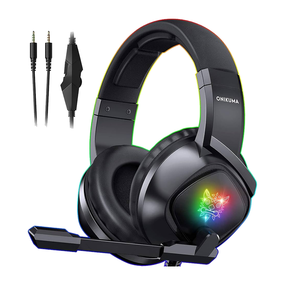 Onikuma K19 RGB Wired Gaming Headphone (One Socket 3.5mm With Converter + USB) - Black