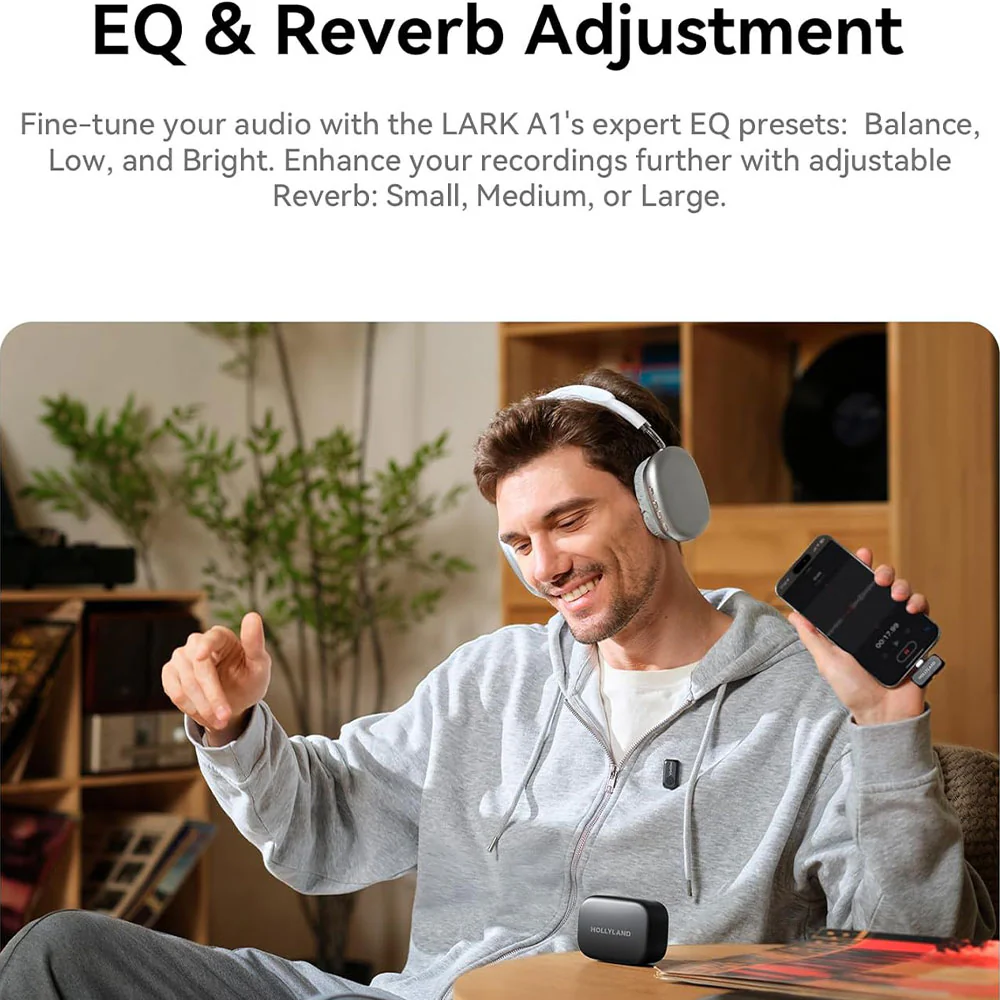 Hollyland Lark A1 Combo (Type-C + Lightning) Wireless Lavalier Microphone System - Space Gray
