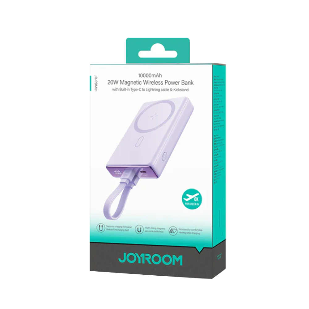 Joyroom JR-PBM01 Magnetic Wireless Power Bank 10000mAh 20W - Purple