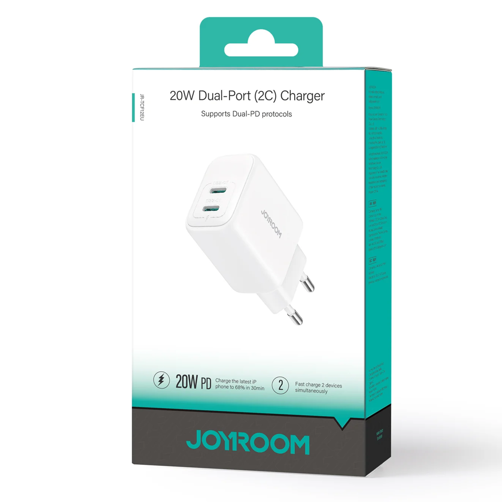 Joyroom JR-TCF12EU Dual Port Type-C 20W Charger - White