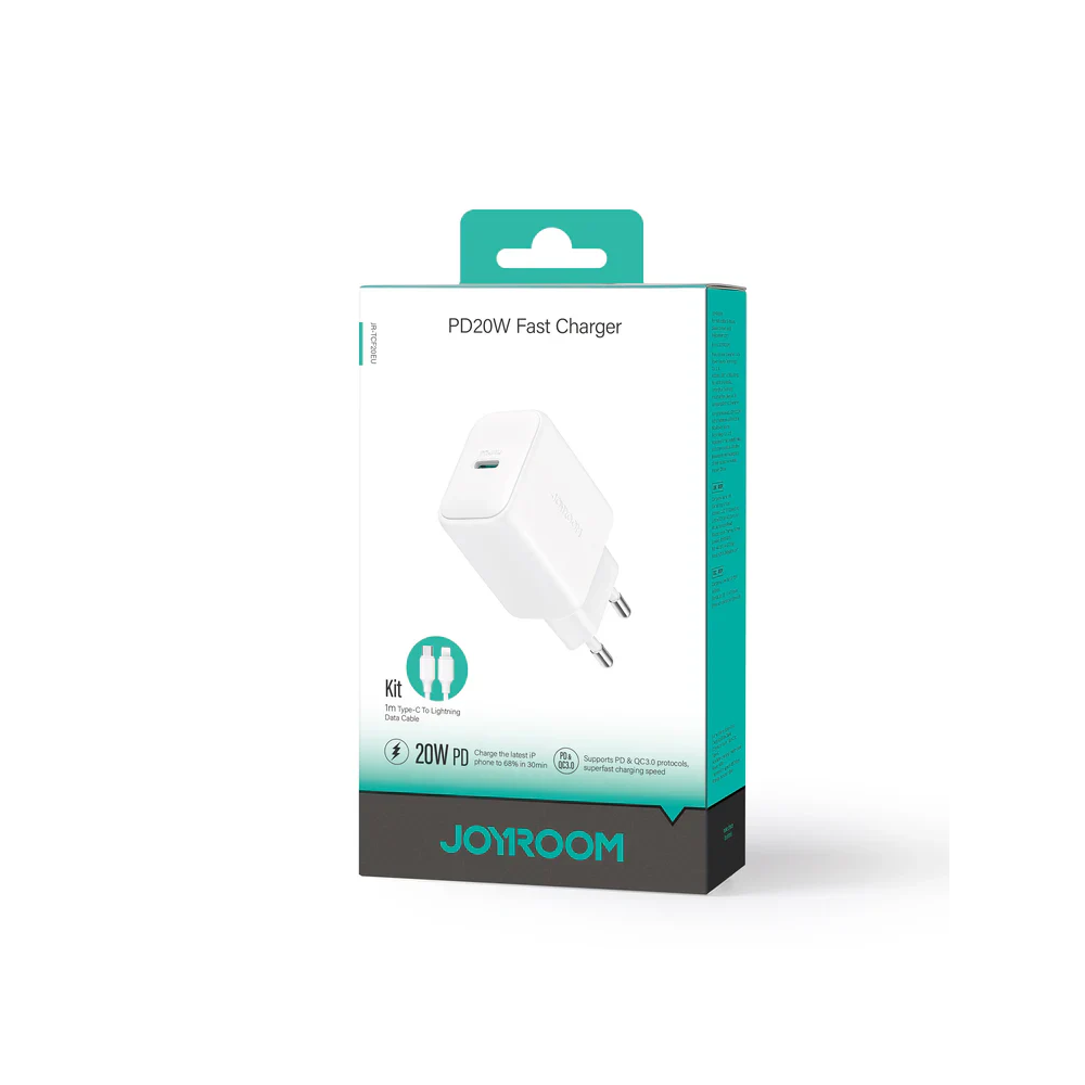Joyroom JR-TCF20EU PD 20W Wall Charger With Type-C to Lightning 1m Cable - White