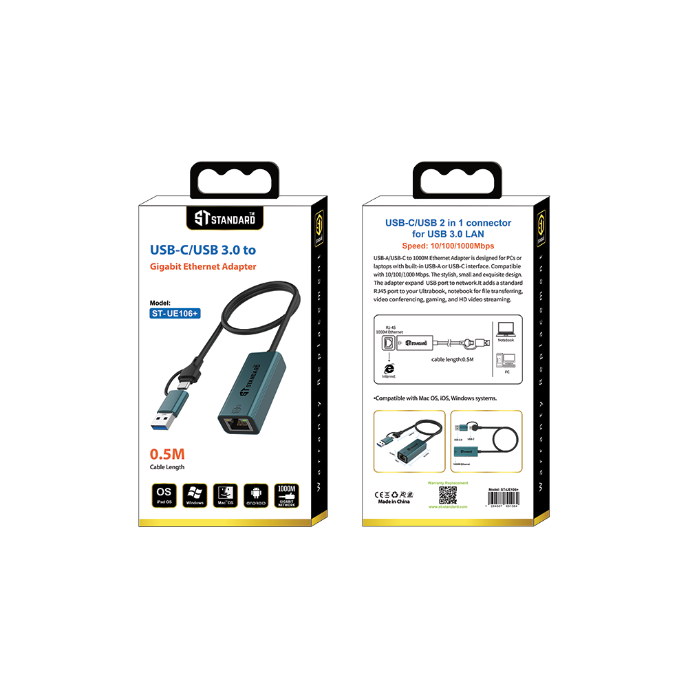 Lan Card Type-C & USB 3.0 Wired Standard ST-UE106+