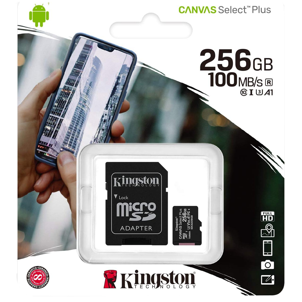 Kingston Canvas 256GB Class 10 microSD Memory Card