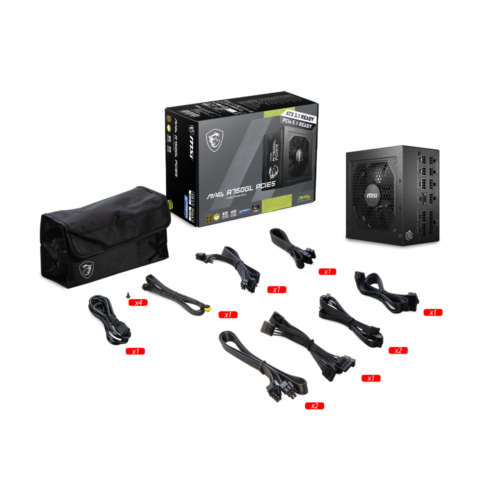 MSI MAG A750GL PCIE5 80 PLUS Gold Power Supply (750W)