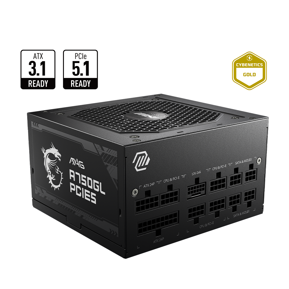 MSI MAG A750GL PCIE5 80 PLUS Gold Power Supply (750W)